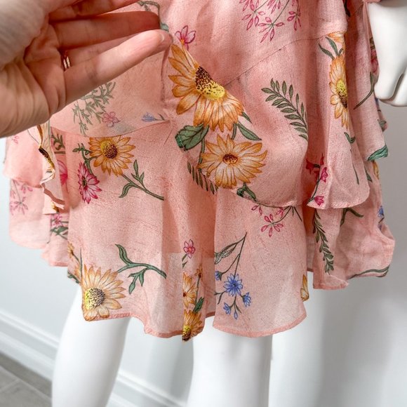 Anthropologie Laia Gaia Floral Print Ruffle Mini Dress in Pink Women’s Size S - Picture 14 of 16
